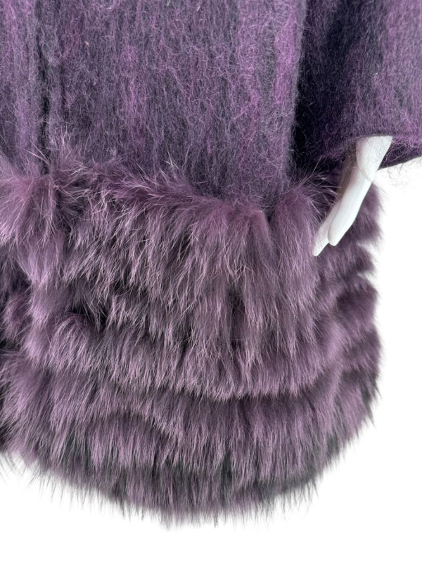 Pamella Roland Purple Alpaca & Fur Trim Coat – Size L