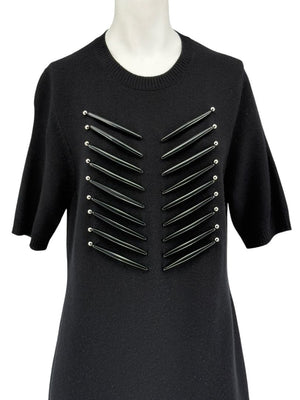 Louis Vuitton Black Cashmere Sweater Dress with Hardware Detail – Size L