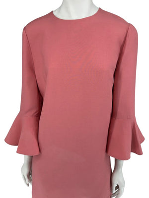 Valentino Rose Pink Crepe Ruffle Sleeve Shift Dress – Size 10