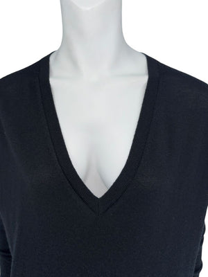 The Row Black Cashmere & Silk V-Neck Tunic Sweater - Size S