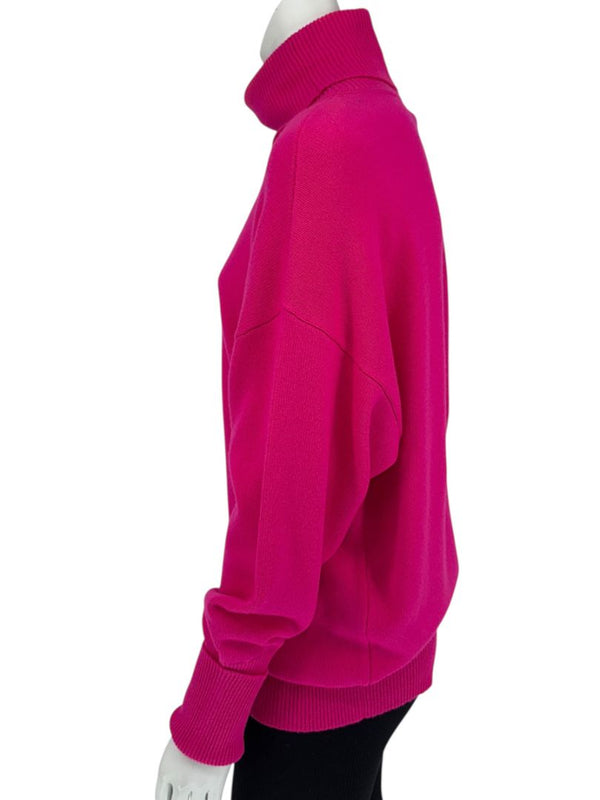 Victoria Beckham Fuchsia Cashmere-Blend Turtleneck Sweater – Size L