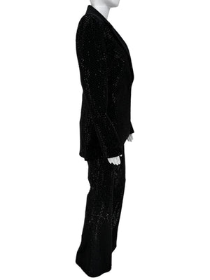 Pamella Roland Black Sequin Beaded Tuxedo Suit – Size 6
