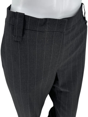 Brunello Cucinelli Charcoal Pinstripe Wool Pants with MONILI Trim – Size IT 46 / US 10