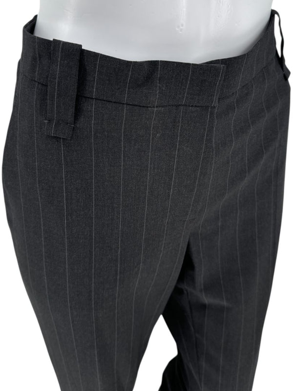 Brunello Cucinelli Charcoal Pinstripe Wool Pants with MONILI Trim – Size IT 46 / US 10