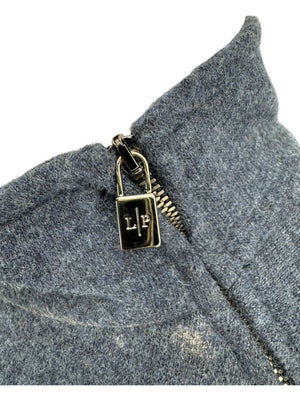 Loro Piana Blue Cashmere Funnel Neck Tunic with LP Zip – Size M