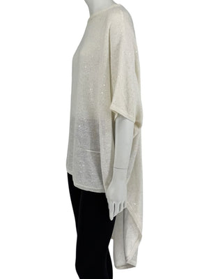 Brunello Cucinelli Ivory Hi-Low Sequin Knit Tunic – Size L