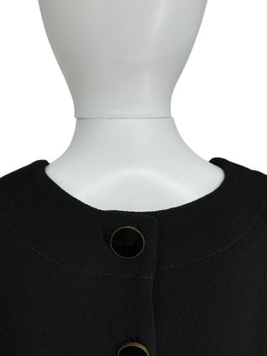 Lela Rose Black Short-Sleeve Button-Back Dress - Size 10