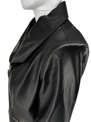 Pamella Roland Black Leather Moto Jacket - Large