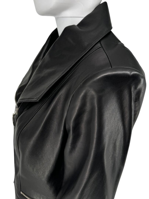Pamella Roland Black Leather Moto Jacket - Large