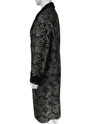 Pamella Roland Metallic Brocade Tuxedo Coat with Beaded Cuffs – Large