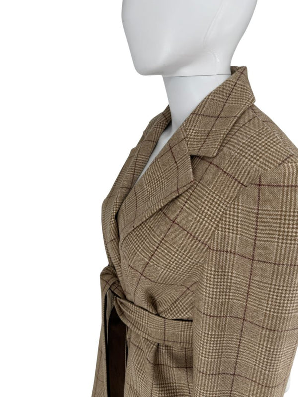 Kiton Wool-Cashmere Plaid Belted Blazer & Drawstring Trousers – Size IT 44