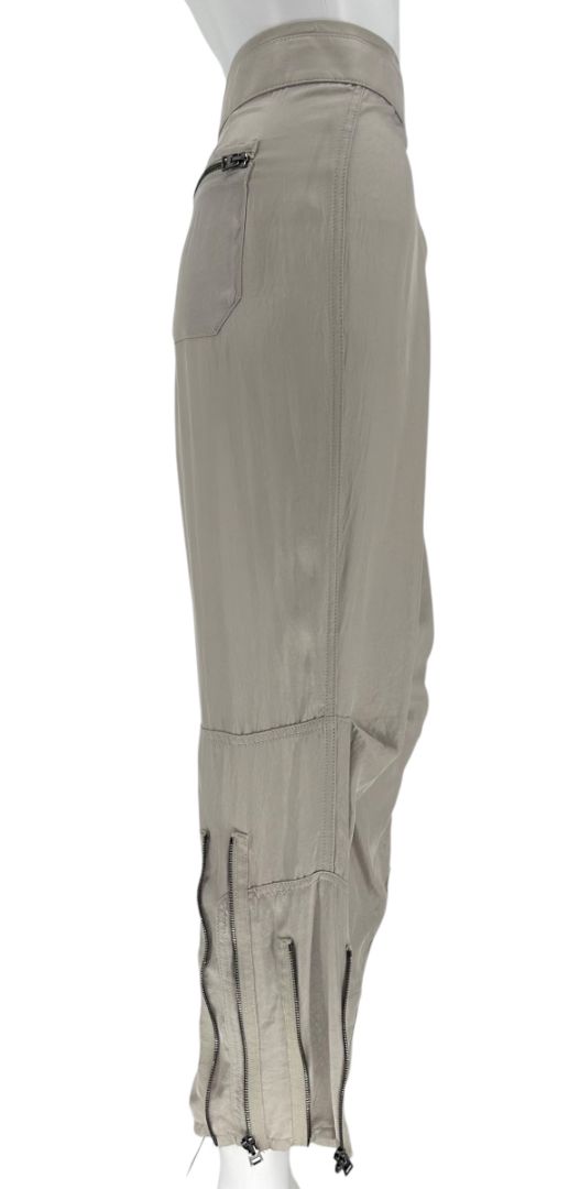 Tom Ford Taupe Acetate Silk-Zip Moto Cropped Pants – Size IT 42
