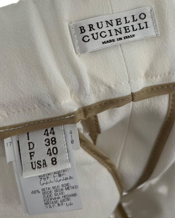 Brunello Cucinelli Ivory Elastic Waist Pull-On Pants – Size IT 44 / US 8