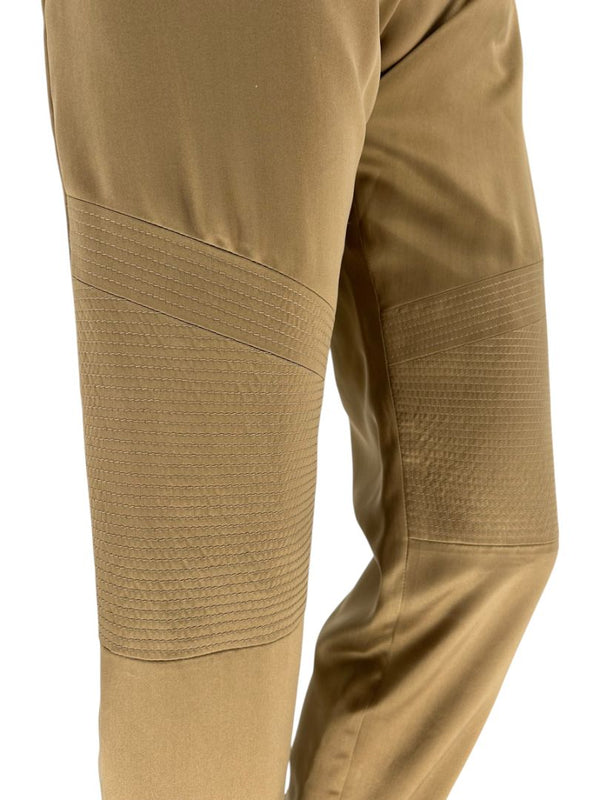 Brunello Cucinelli Tan Silk Moto Jogger Pants – Size IT 44 / US 8- NEW
