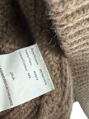 Michael Kors Java Brown Ribbed Cashmere Cardigan w/ Matching Scarf – Size M