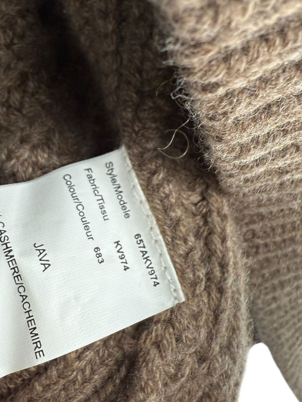 Michael Kors Java Brown Ribbed Cashmere Cardigan w/ Matching Scarf – Size M