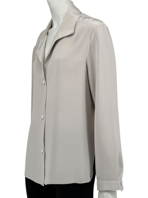 Peter Cohen Gray Silk Convertible Collar Blouse – Size L
