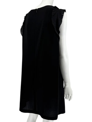Lafayette 148 Black Shift Dress with Pleated Ruffle Sleeves – Size M
