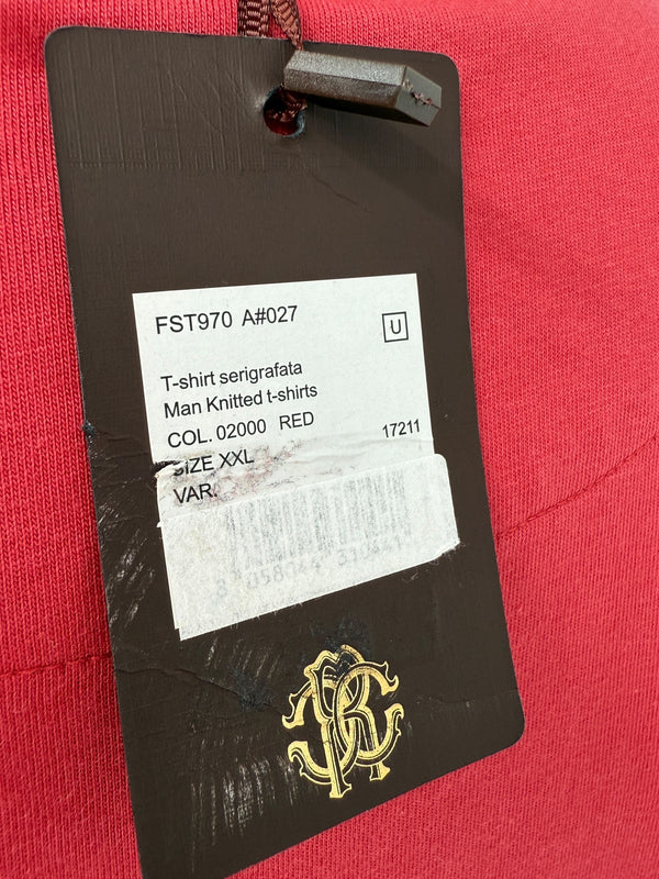 Roberto Cavalli Red Graphic Snake Logo T-Shirt – Size XXL