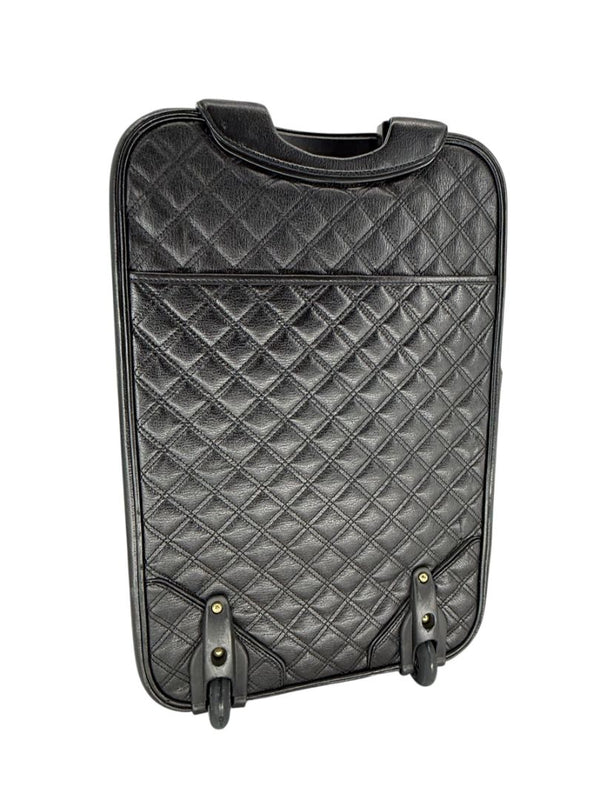 Marc Jacobs Quilted Black Leather Carry-On Suitcase – 20.8" x 14.2" x 8.3"
