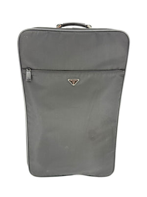 Prada Black Nylon Rolling Suitcase with Saffiano Leather Trim – 26.5" x 17.5" x 9.5"