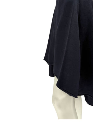 Pamella Roland Navy A-Line Skirt with Sculptural Hem - Large