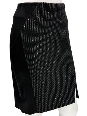 Pamella Roland Black Textured Sequin Skirt - Large