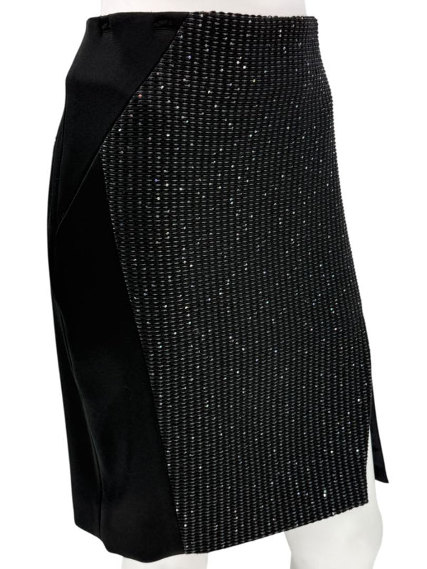 Pamella Roland Black Textured Sequin Skirt - Large