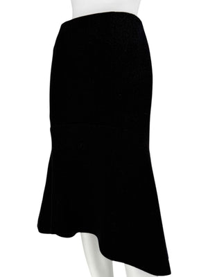 Pamella Roland Black Textured Flounce-Hem Skirt – Large