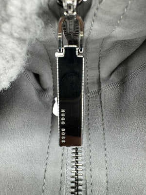 Hugo Boss Grey Shearling-Lined Suede Coat – Size Large
