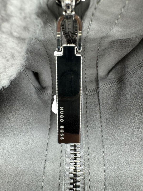 Hugo Boss Grey Shearling-Lined Suede Coat – Size Large