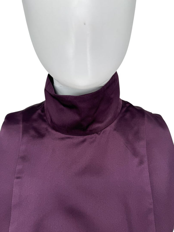 Pamella Roland Plum High Neck Sleeveless Gown with Back Bow Detail – Large