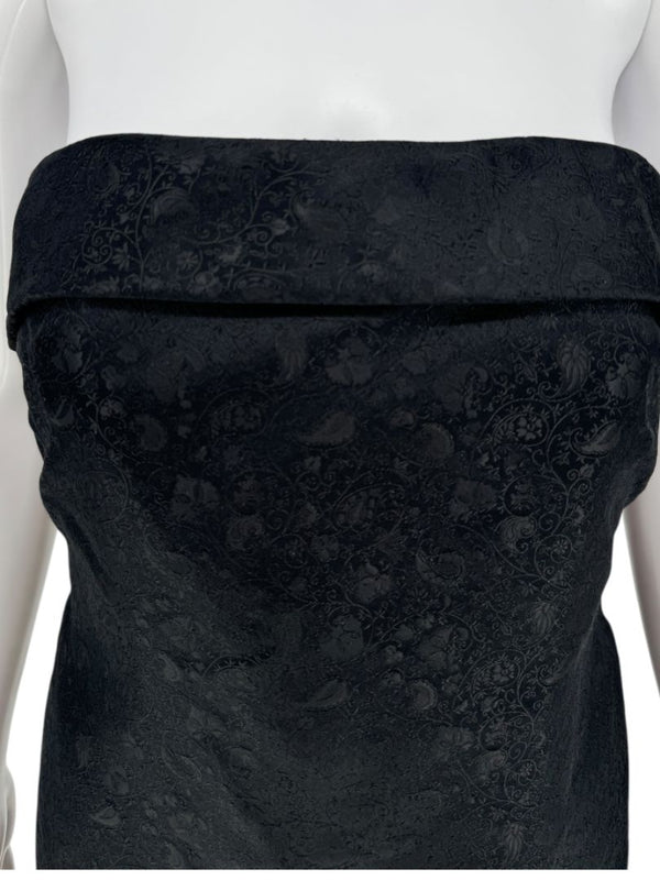 Pamella Roland Black Jacquard Strapless Dress – Large