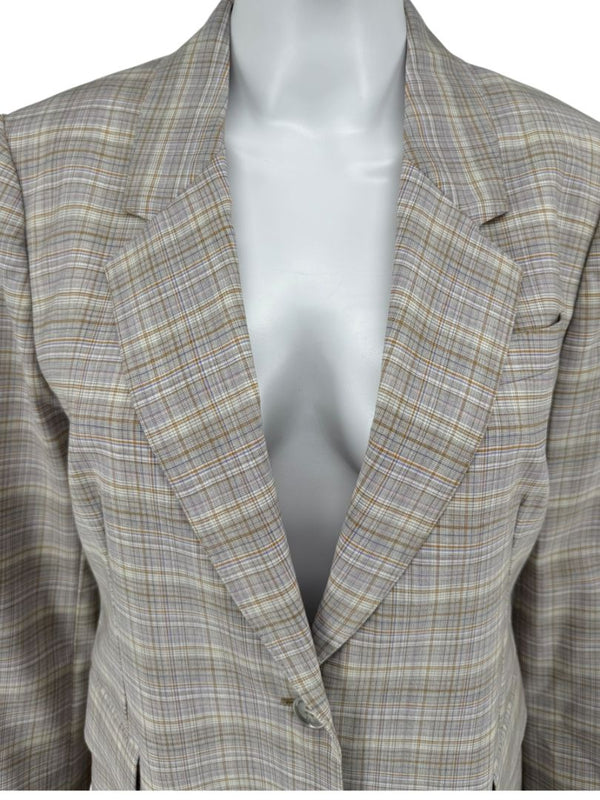 Gabriele Hearst Plaid Wool Blend Pantsuit – Size 46