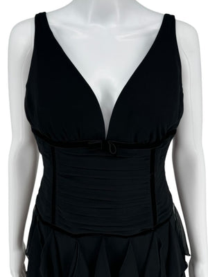 Pamella Roland Black Tiered Chiffon Gown – Size 8