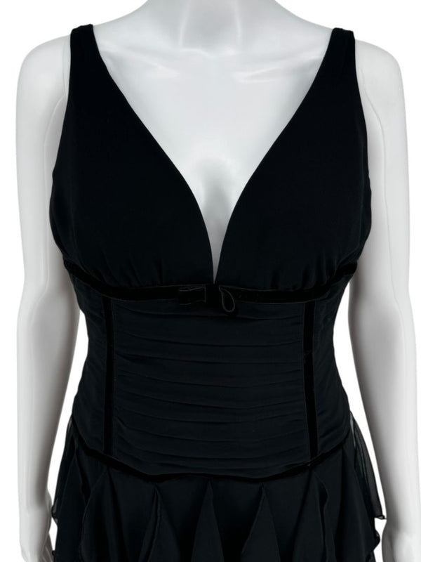 Pamella Roland Black Tiered Chiffon Gown – Size 8