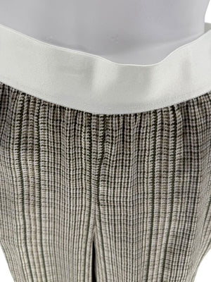 Kiton Olive & Taupe Silk Houndstooth Blouse and Pant Set – Size 46 (Fits M/L)