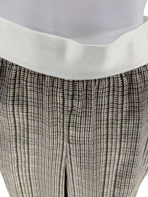 Kiton Olive & Taupe Silk Houndstooth Blouse and Pant Set – Size 46 (Fits M/L)