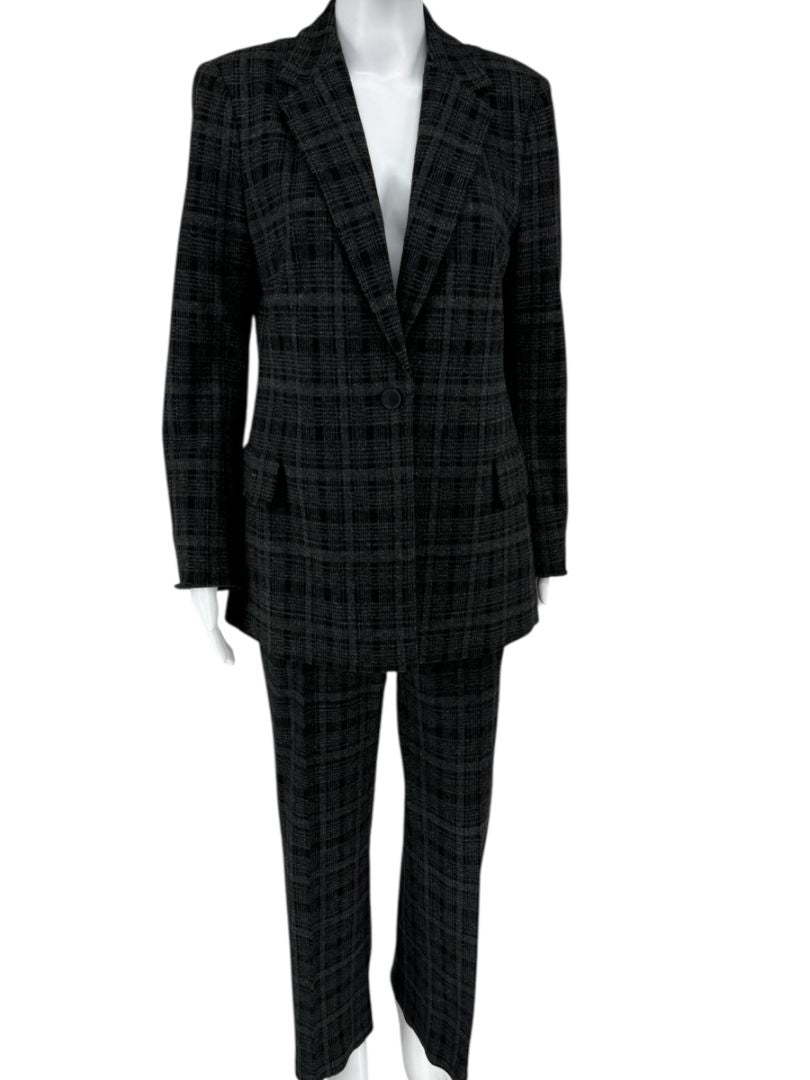 A-K-R-I-S Punto Charcoal Glen Plaid Blazer & Pants Set – Size 10