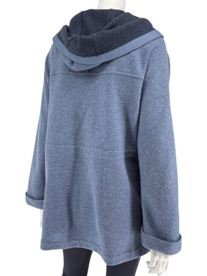 Loro Piana Blue Cashmere Blend Hooded Jacket with Leather Trim – Size M