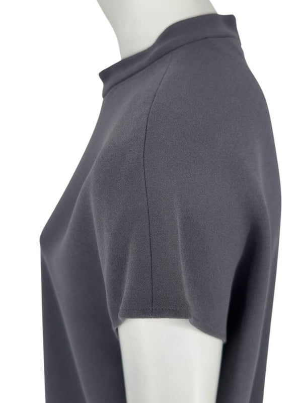 Tibi Charcoal Cap-Sleeve Mock Neck Top – Size L