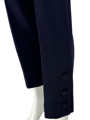 Lela Rose Navy Ankle Pants with Button Hem Detail – Size 10