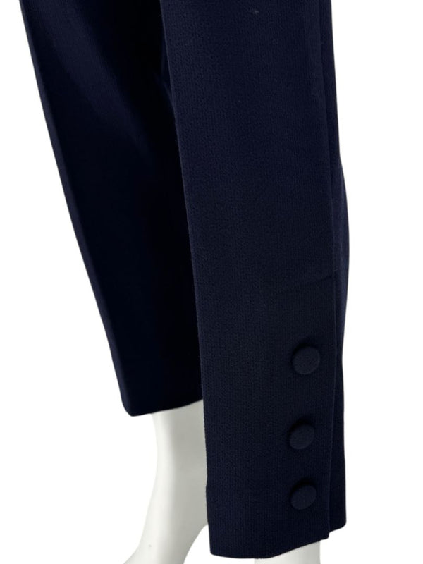Lela Rose Navy Ankle Pants with Button Hem Detail – Size 10