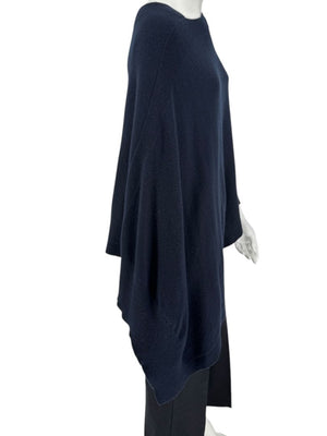 Tomas Maier Navy Blue 100% Cashmere Asymmetric Poncho Sweater – Size 2