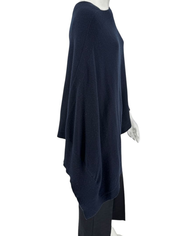 Tomas Maier Navy Blue 100% Cashmere Asymmetric Poncho Sweater – Size 2