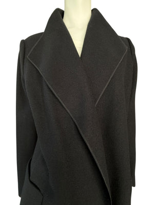 Agnona Black 100% Cashmere Open-Front Coat – Size IT 46 / US 10- NEW