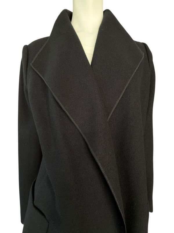 Agnona Black 100% Cashmere Open-Front Coat – Size IT 46 / US 10- NEW
