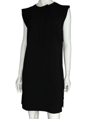 Akris Punto Black Sleeveless Pleated Trim Shift Dress – Size 10