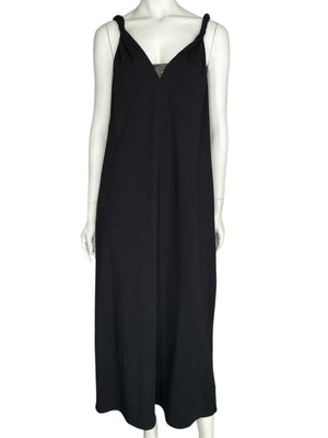 Brunello Cucinelli Black Twisted Strap Maxi Dress with Monili Detail – Size M