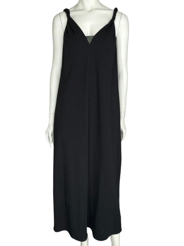 Brunello Cucinelli Black Twisted Strap Maxi Dress with Monili Detail – Size M